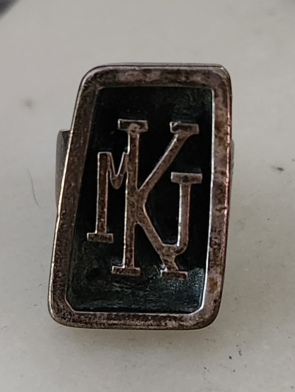 Vtg Handwrought Sterling Silver Monogram Signet Ring - Size 6